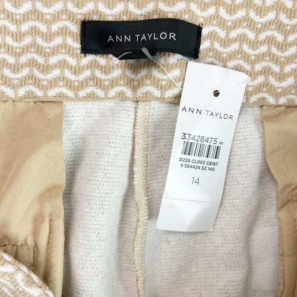NEW Ann Taylor Tan Knit Wide Leg Pants Classic Career Spring Preppy Size 14 - Picture 6 of 6